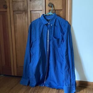 Banana Republic Blue Checked Tailored Slim Fit Shirt, Size XL